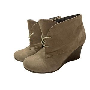 Call It Spring Taupe size 7.5 wedge ankle boots